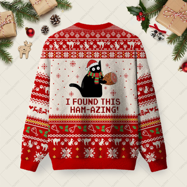 Alternative view of I Found This Ham-Azing Ugly Christmas Fuzzy Fleece Sweatshirt