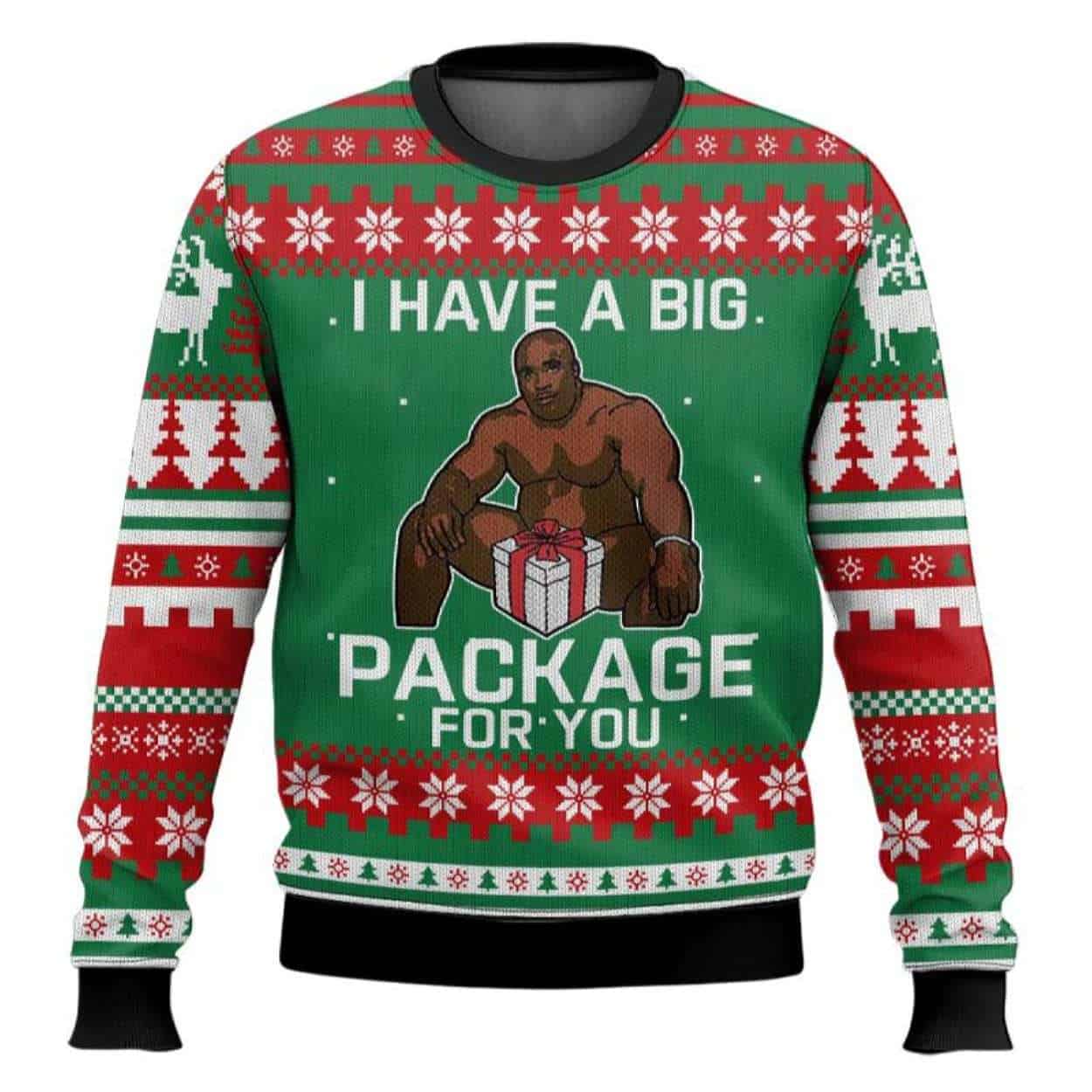 I Have A Big Package For You Funny Ugly Christmas Sweater