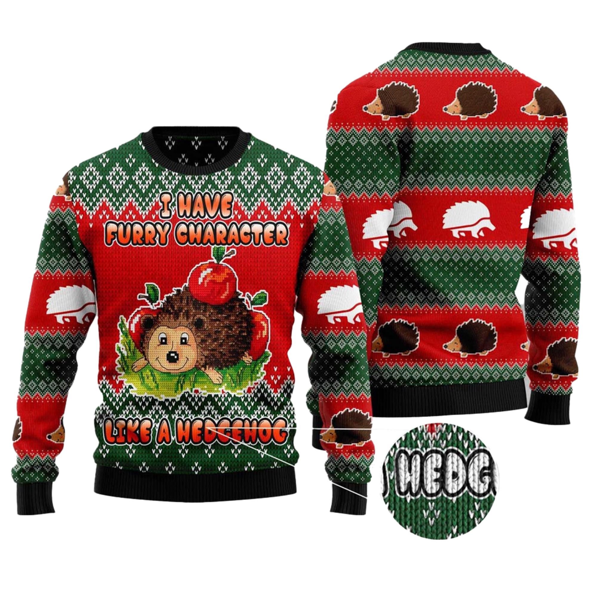 I Have A Furry Character Like A Hedgehog Ugly Christmas Sweater - Grishko.com