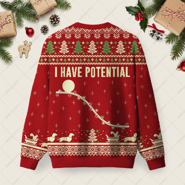 Alternative view of I Have Potential Ugly Christmas Fuzzy Fleece Sweatshirt