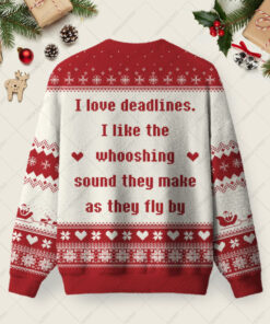 Alternative view of I Love Deadlines Ugly Christmas Fuzzy Fleece Sweatshirt