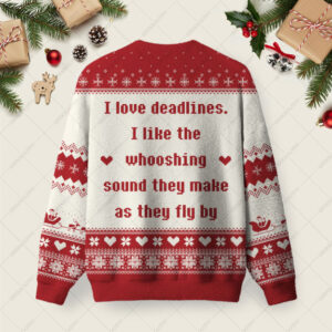 Alternative view of I Love Deadlines Ugly Christmas Fuzzy Fleece Sweatshirt