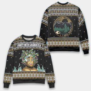 I Party With Sasquatch Christmas Ugly Sweater