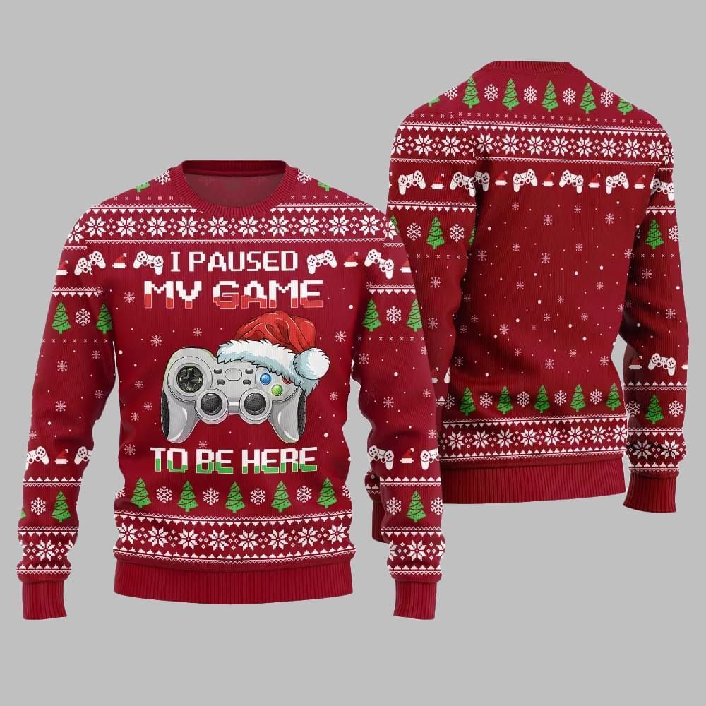 I Paused My Game To Be Here Ugly Sweater Christmas 2025 - Image 4