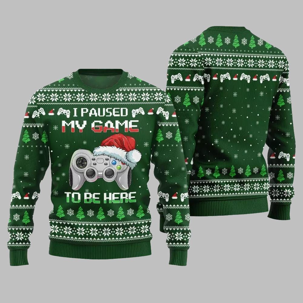 I Paused My Game To Be Here Ugly Sweater Christmas 2025 - Image 3