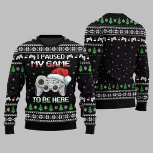 Alternative view of I Paused My Game To Be Here Ugly Sweater Christmas 2025 - Grishko.com