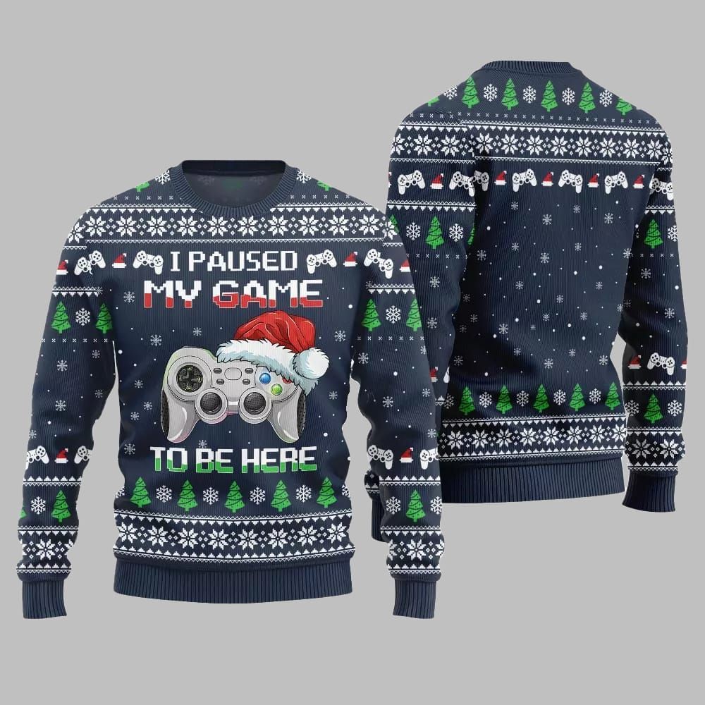 I Paused My Game To Be Here Ugly Sweater Christmas 2025 - Image 5