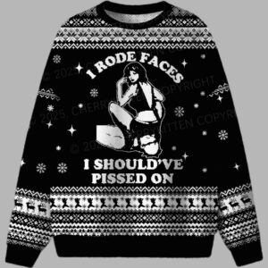 I Rode Faces Ugly Christmas Sweater - gullprint.com