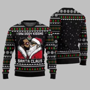 Alternative view of I Saw Diddy Kissing Santa Claus Ugly Sweater Christmas 2025 - Grishko.com