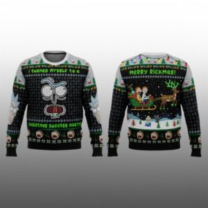 I Turned Myself Into A Christmas Sweater Rick And Morty Ugly Sweater - Grishko.com