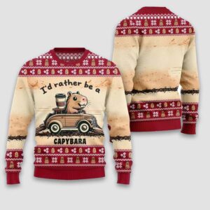 Alternative view of I'd Rather Be A Capybara Ugly Christmas Sweater