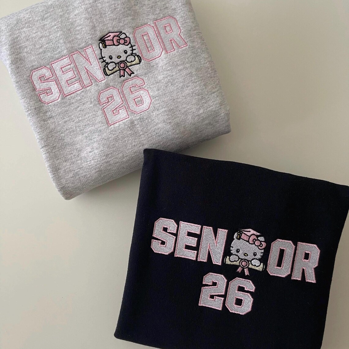 Vintage Senior, Senior Kitty 2026 Embroidered Sweatshirt, Class of 2026