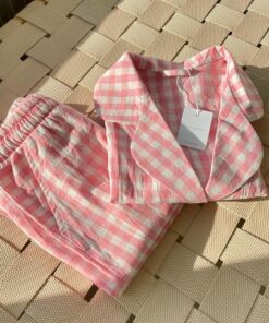 Organic Cotton Plaid Pajama Cotton loungewear 100% washed cotton pyjama Bachelorette party Bridal pajama Natural pajama with shorts or pants