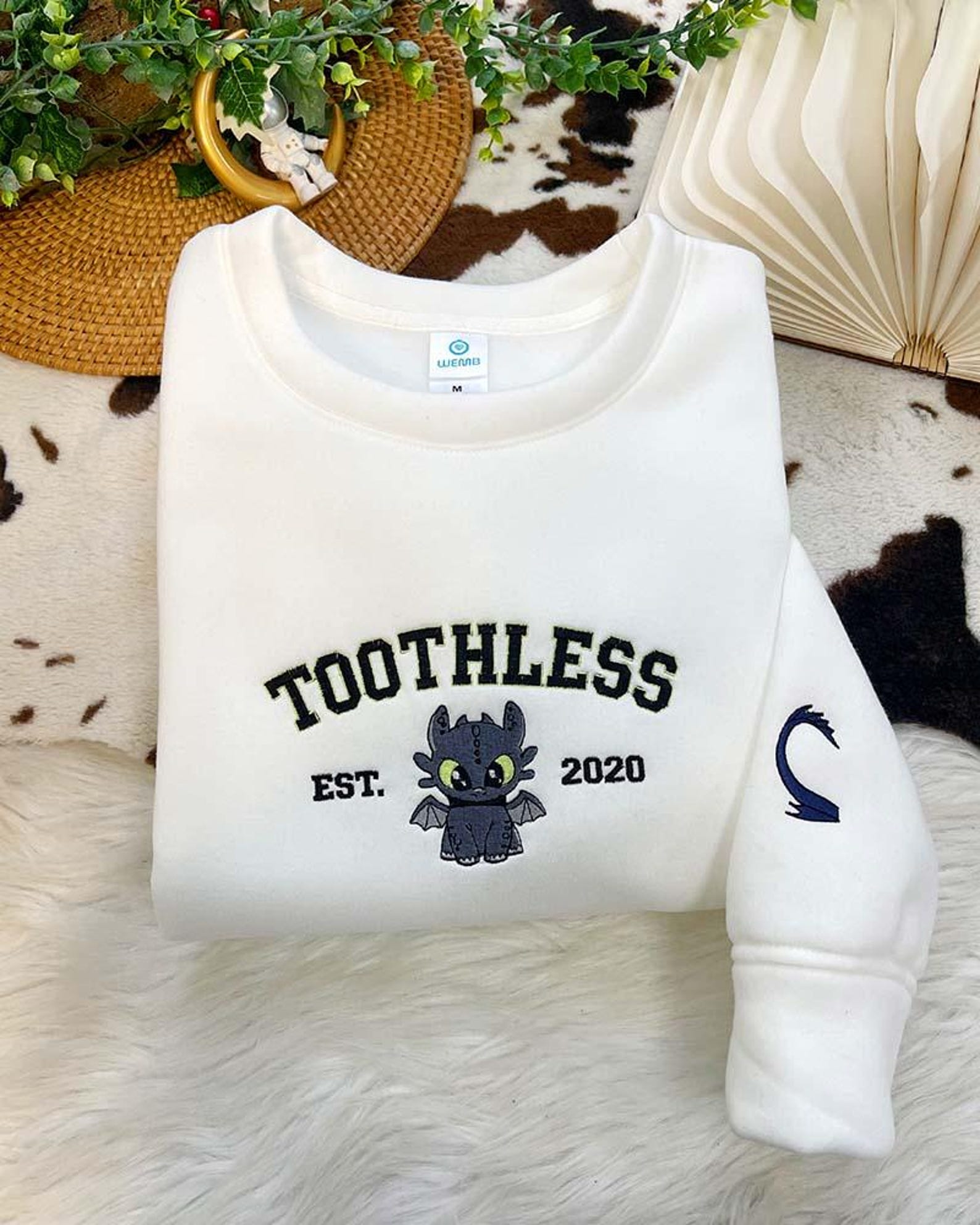 Embroidered Toothless And Light Fury Couple Sweatshirt, Disney Couple Hoodie, Matching Movie Embroidered Shirt, Couple Gift For Her Him - Image 3