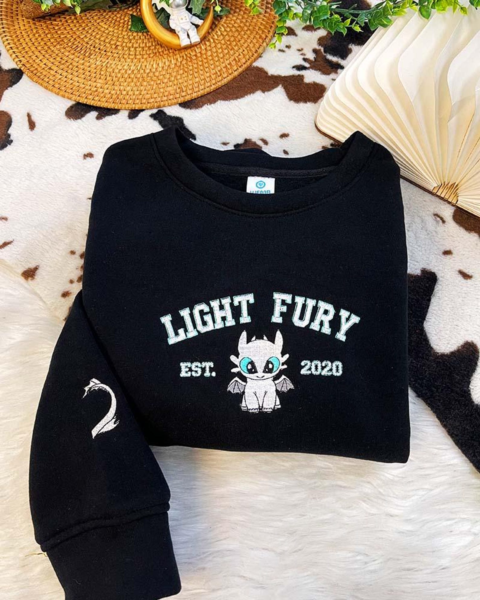 Embroidered Toothless And Light Fury Couple Sweatshirt, Disney Couple Hoodie, Matching Movie Embroidered Shirt, Couple Gift For Her Him - Image 4