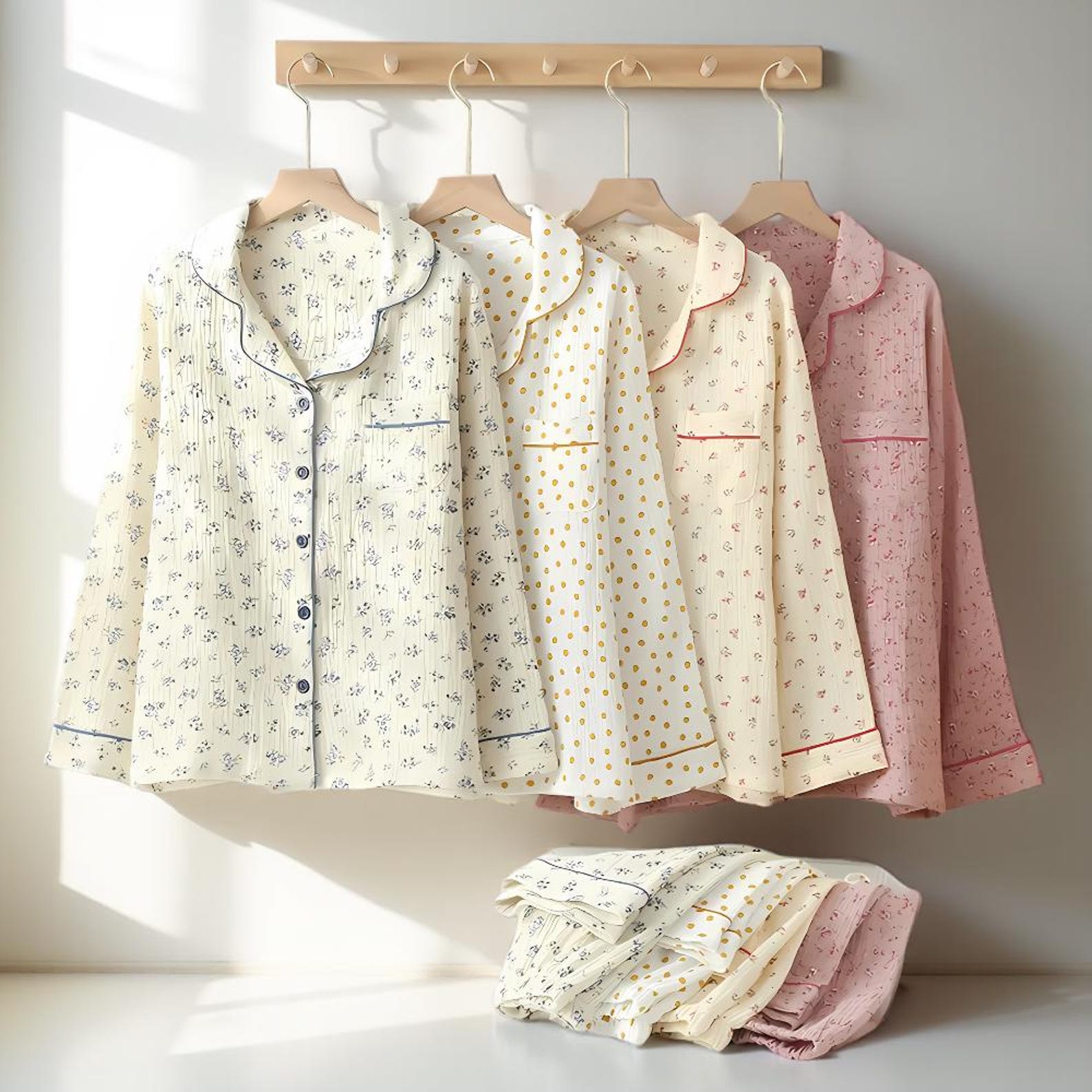 Floral Bridesmaid Pajamas | Muslin Cotton Bridesmaid Proposal | Lounge Wear Women's Pajama Set Bachelorette Pajamas | Cotton Matching PJs - Image 9