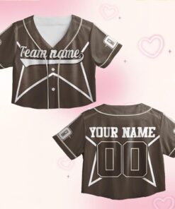 Alternative view of Personalized Team Name And Number Crop Top Baseball Jersey, Crop Top Baseball Jersey For Teen Girls Women Female Baseball Fan