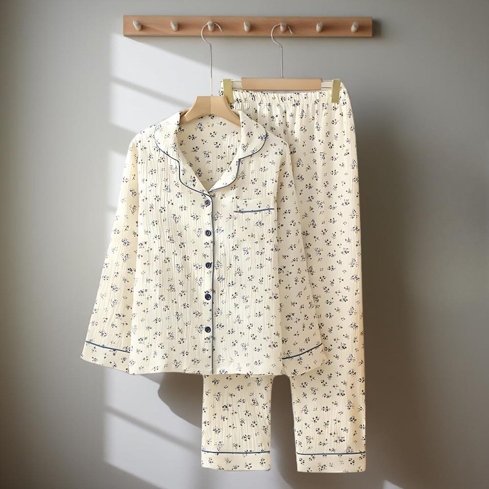 Floral Bridesmaid Pajamas | Muslin Cotton Bridesmaid Proposal | Lounge Wear Women's Pajama Set Bachelorette Pajamas | Cotton Matching PJs - Image 6