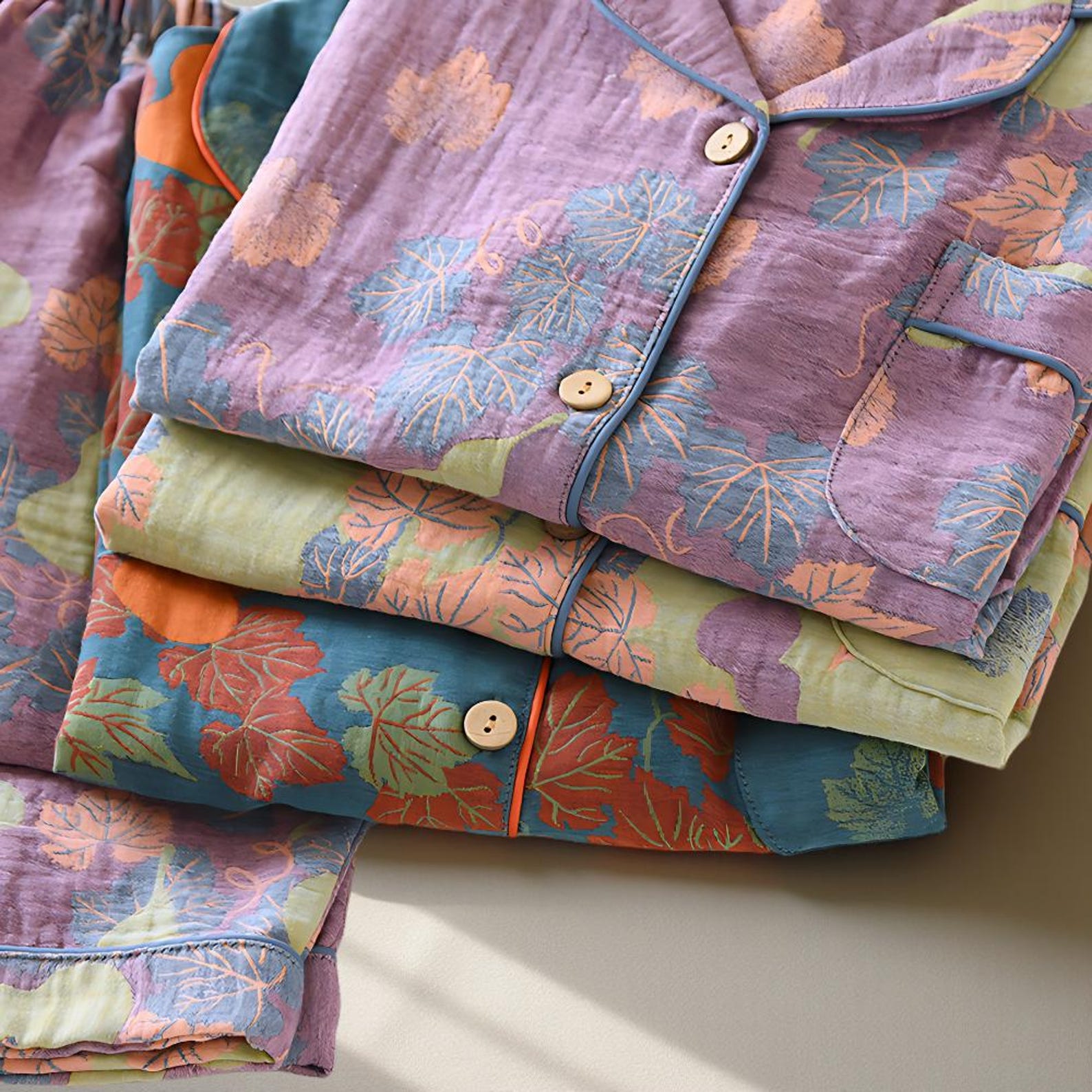 Cotton Floral pajamas Set,Women's Bridesmaids Long Pants,Bachelorette Party outfits,Cute Matching Sleepwear Pjs,Muslin Cotton Soft Nightwear - Image 5