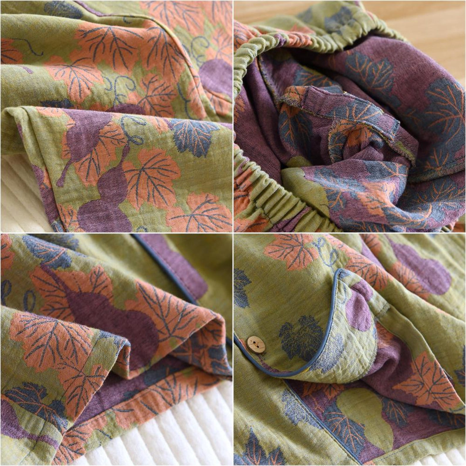 Cotton Floral pajamas Set,Women's Bridesmaids Long Pants,Bachelorette Party outfits,Cute Matching Sleepwear Pjs,Muslin Cotton Soft Nightwear - Image 6