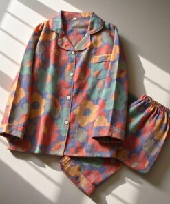 Cotton Floral pajamas Set,Women's Bridesmaids Long Pants,Bachelorette Party outfits,Cute Matching Sleepwear Pjs,Muslin Cotton Soft Nightwear