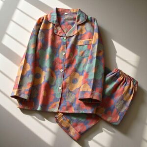 Cotton Floral pajamas Set,Women's Bridesmaids Long Pants,Bachelorette Party outfits,Cute Matching Sleepwear Pjs,Muslin Cotton Soft Nightwear