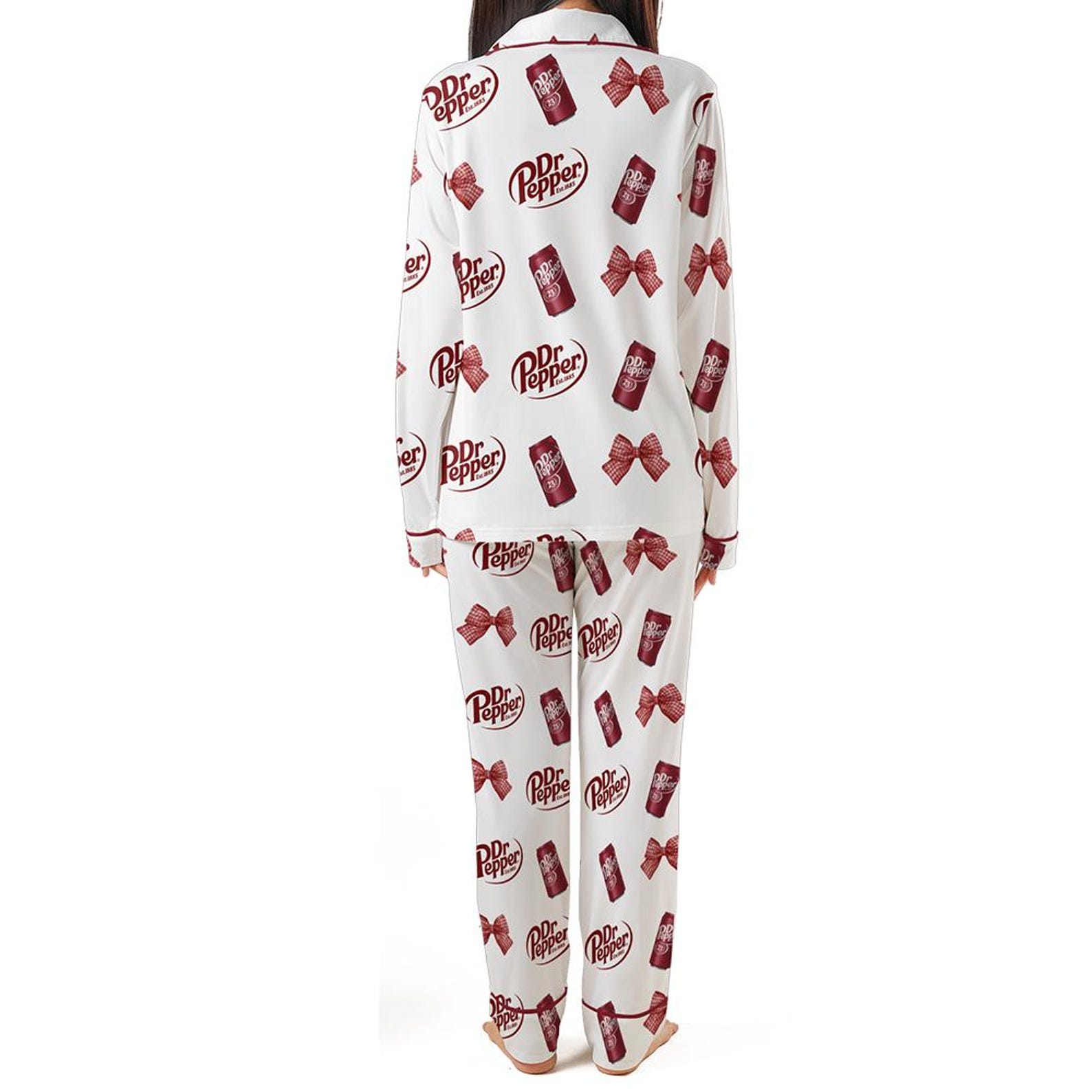 Pepper Drink Pink Coquette Bow Satin Pajama Set For Women, Pajamas Set, Drink Pajamas, Pajamas for Girls, Women, Cute Party Pajama Set - Image 3