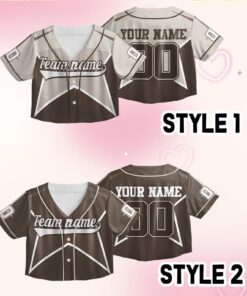 Personalized Team Name And Number Crop Top Baseball Jersey, Crop Top Baseball Jersey For Teen Girls Women Female Baseball Fan