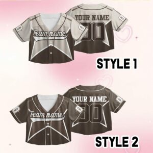 Personalized Team Name And Number Crop Top Baseball Jersey, Crop Top Baseball Jersey For Teen Girls Women Female Baseball Fan