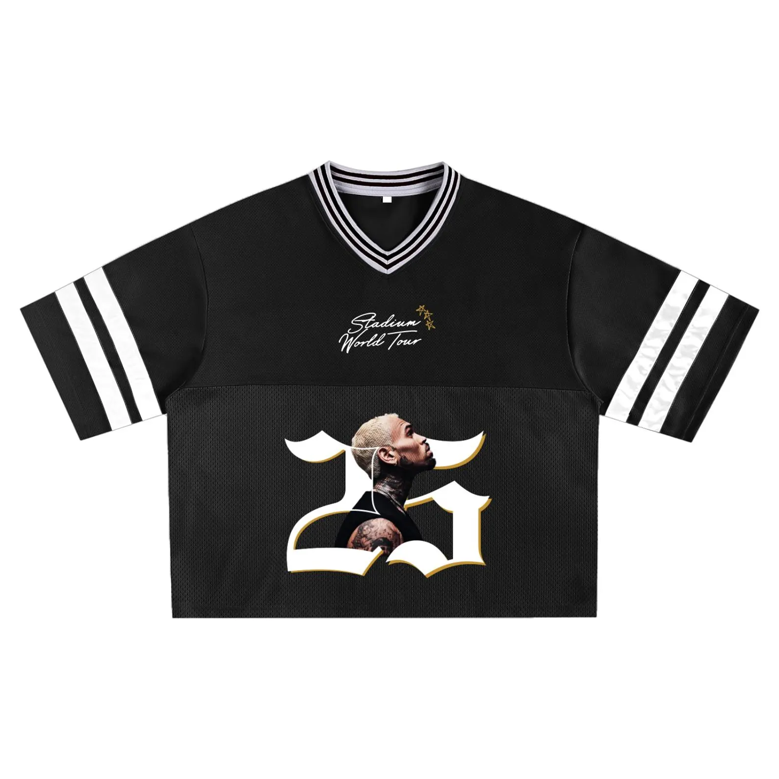 Custom Chris Brown Croptop Mesh Football, Breezy Bowl Tour 2025 Croptop Mesh Football - Image 3
