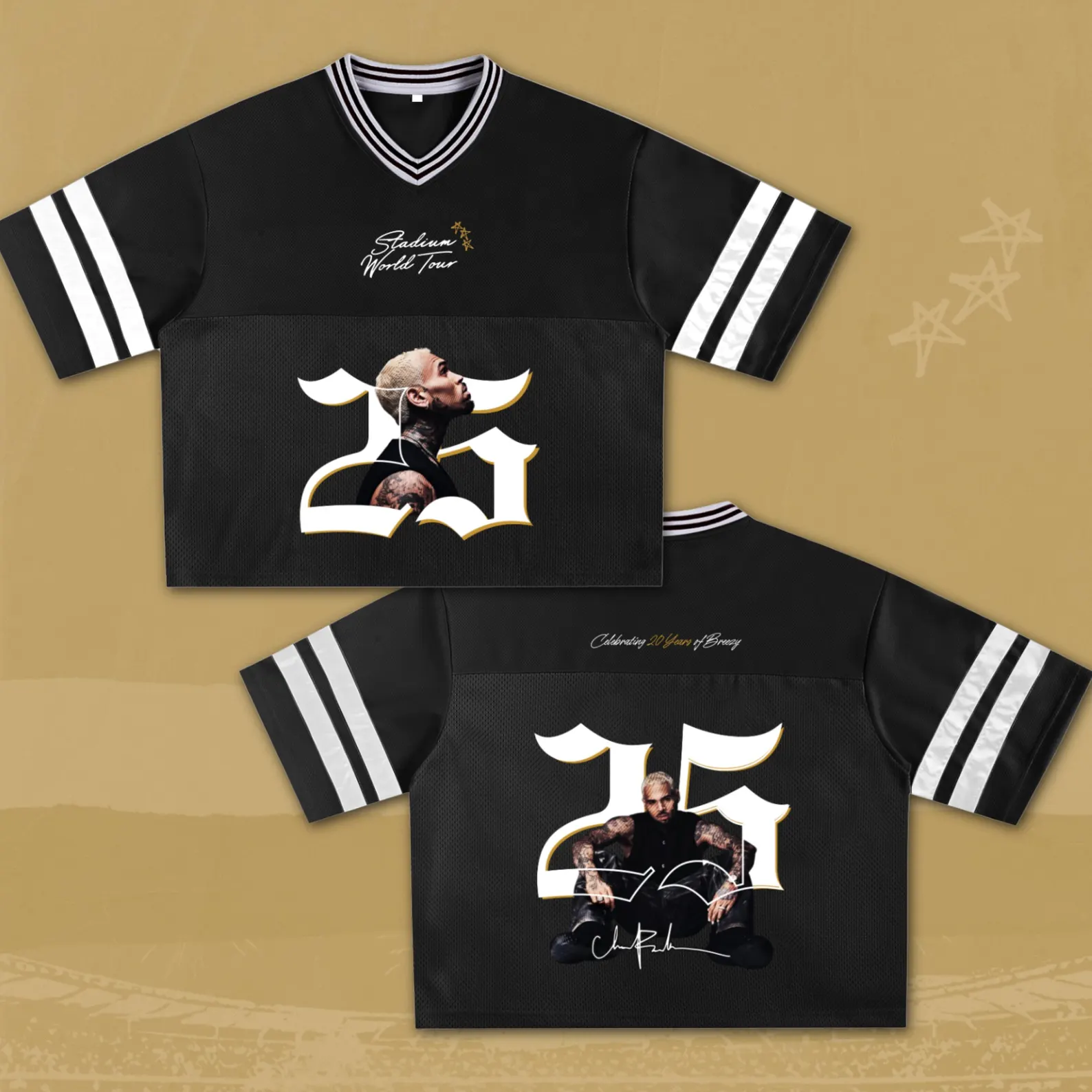Custom Chris Brown Croptop Mesh Football, Breezy Bowl Tour 2025 Croptop Mesh Football - Image 4