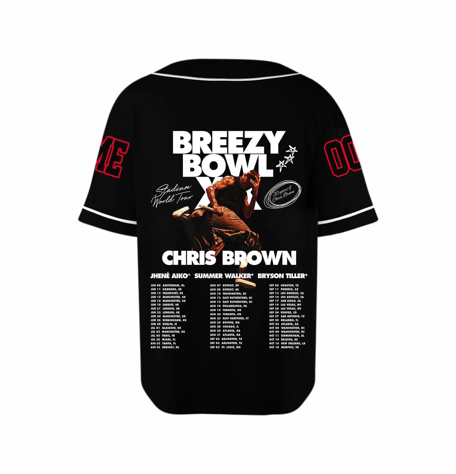 Chris Brown Breezy Bowl Baseball Jersey, Personalized Chris Brown Tour Jersey - Image 3