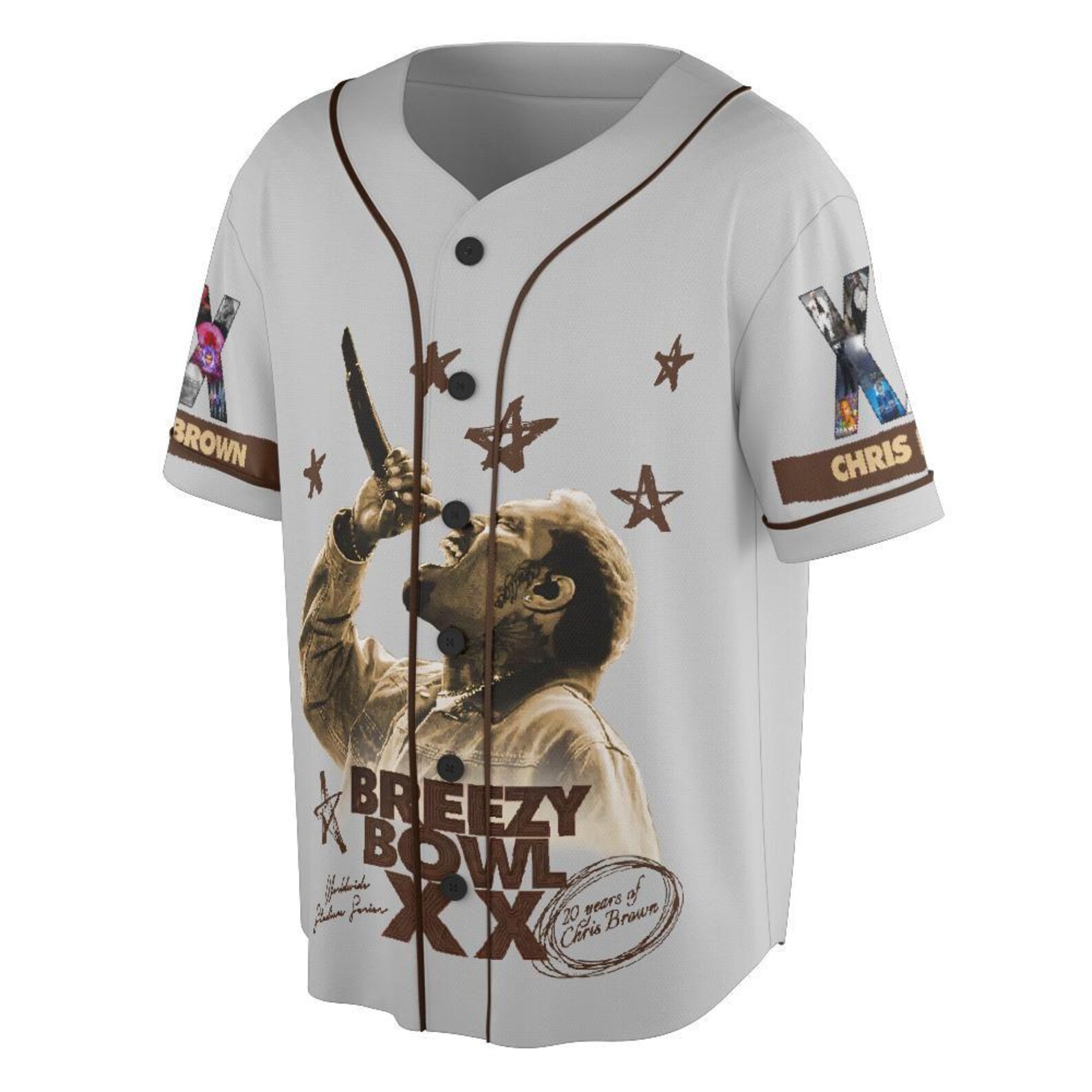 Chris Brown Breezy Bowl XX 2025 Baseball Jersey, Breezy Bowl Tour XX Shirt, Breezy Bowl XX Shirt - Image 2