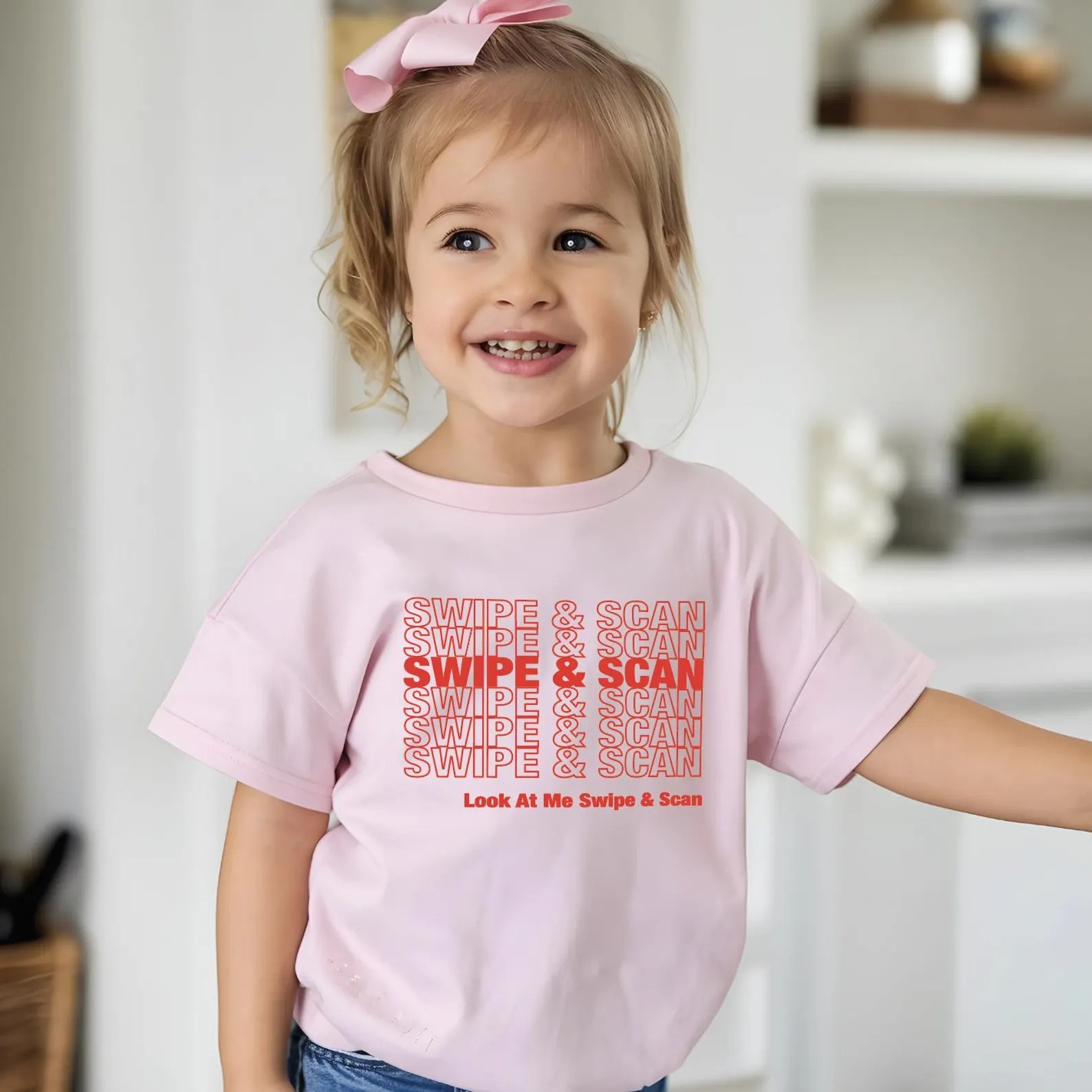 Swipe & Scan Kids Music T-Shirt, Shopping Bag Shirt, Gifts for Toddlers Matching Parents Tee, Funny YouTube Lyrics, Go To Music Video Merch - Image 3