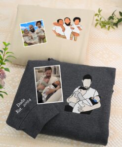 Custom Embroidered Portrait Sweatshirt From Photo, Personalized Dad Shirt, Family Portrait Shirt, Christmas Gift