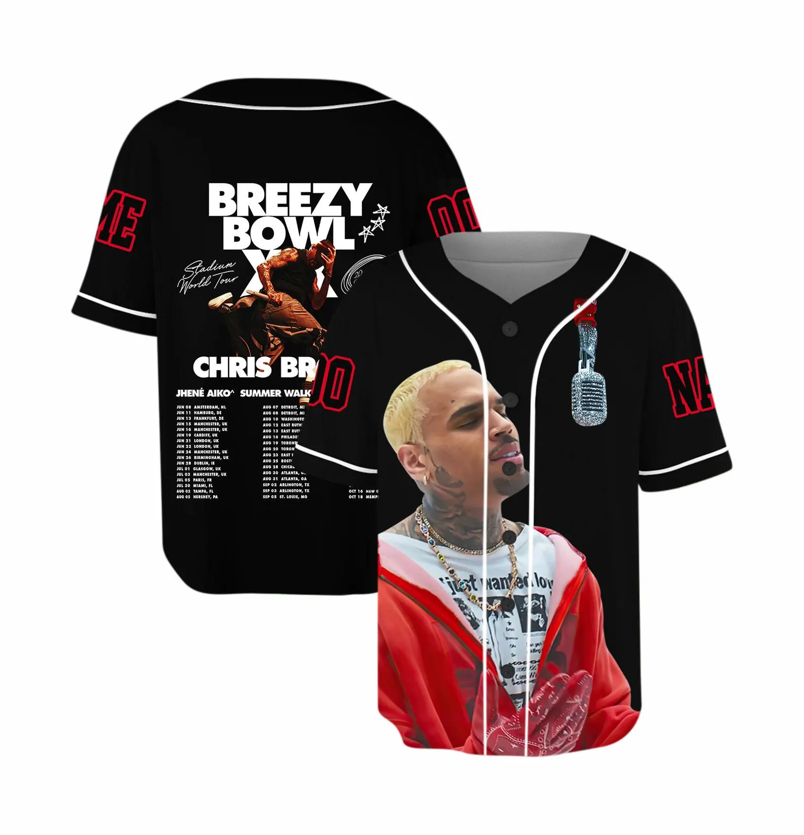 Chris Brown Breezy Bowl Baseball Jersey, Personalized Chris Brown Tour Jersey - Image 4