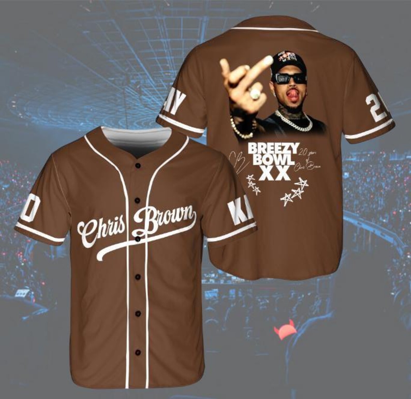 Chris Brown Middle Finger Baseball Jersey, Personalized Breezy Bowl XX 2025 Baseball Jersey - Image 3