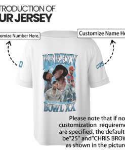 Alternative view of Personalized Chris Brown Breezy Bowl XX Baseball Jersey, Chris Brown Music Tour 2025 Baseball Jersey