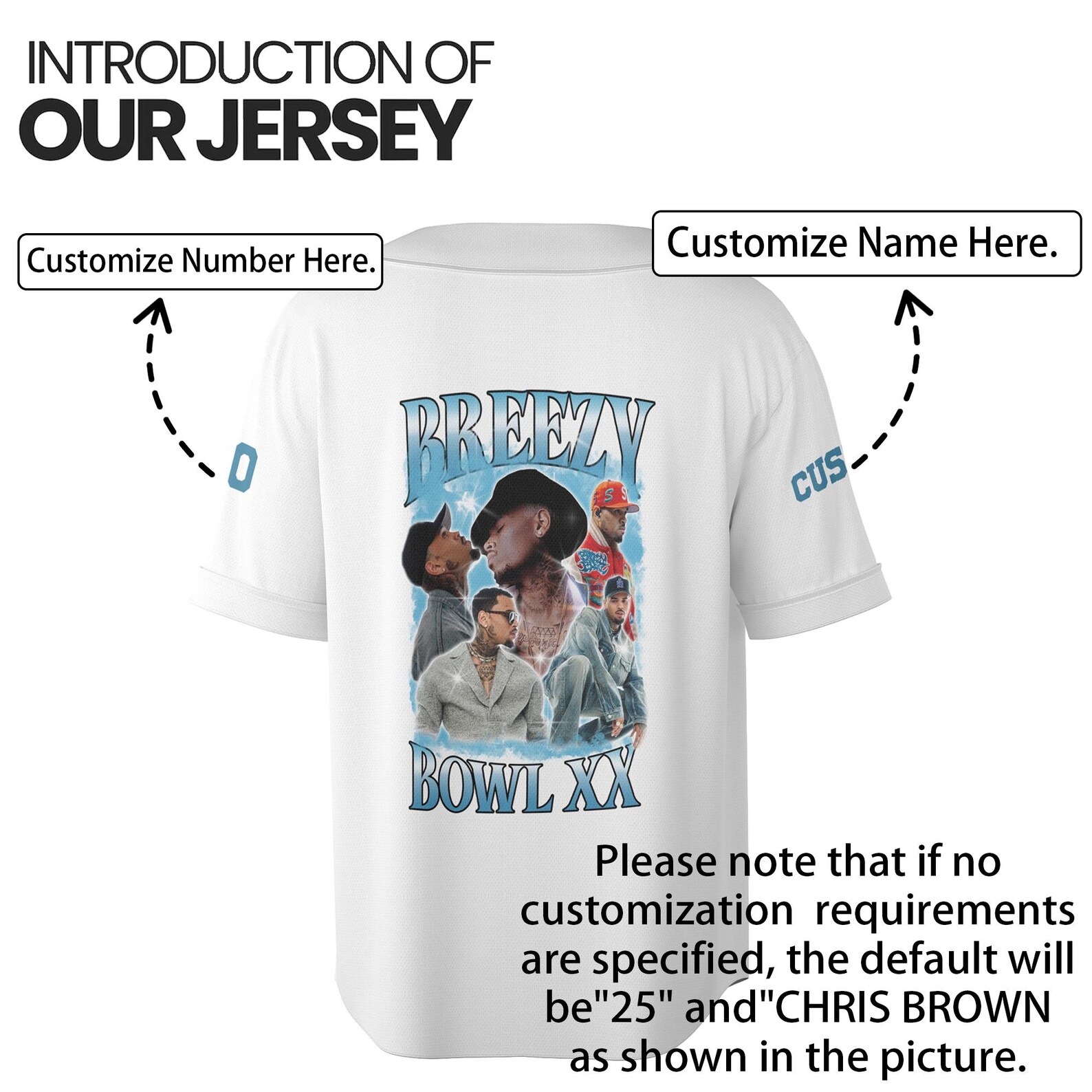 Personalized Chris Brown Breezy Bowl XX Baseball Jersey, Chris Brown Music Tour 2025 Baseball Jersey - Image 2