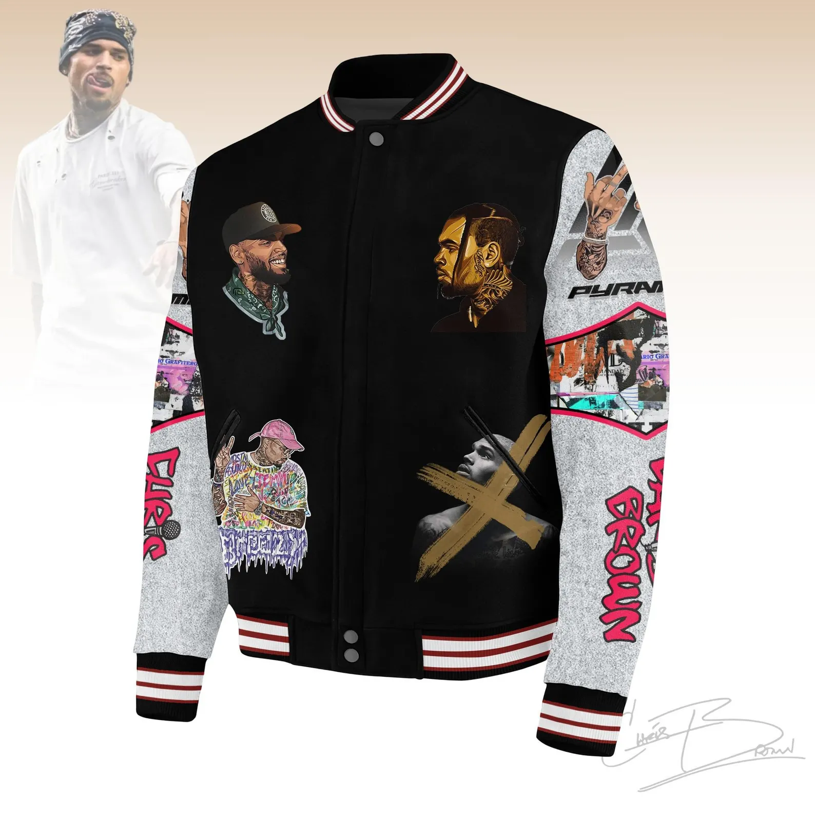 Chris Brown Music Tour XX 2025 Baseball Jacket, Breezy Bowl XX 2025 BaseBall Jacket - Image 3
