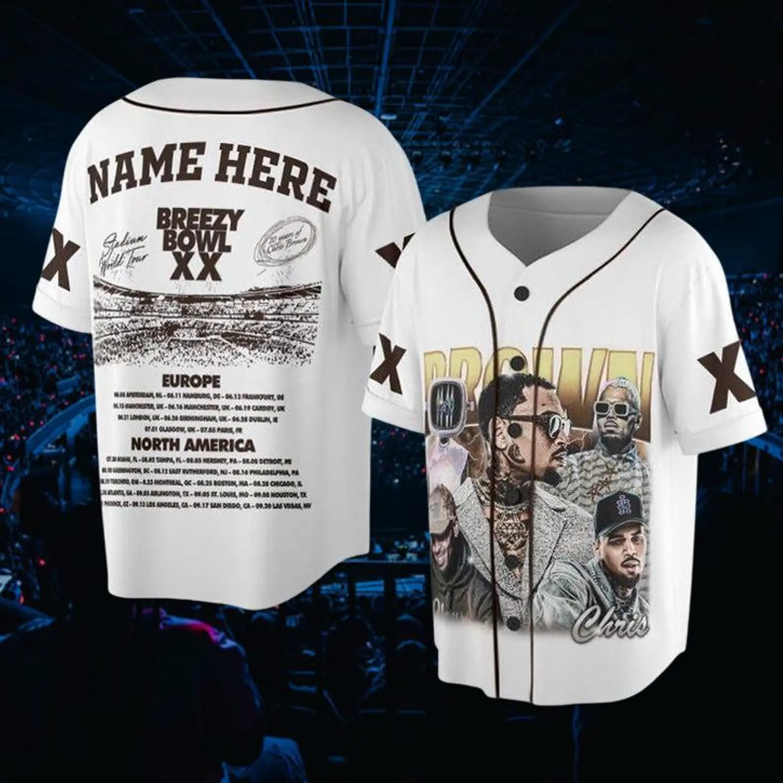 Personalized Breezy Bowl XX 2025 Shirt, Chris Brown Tour Jersey, Chris Brown Breezy Bowl Baseball Jersey - Image 4