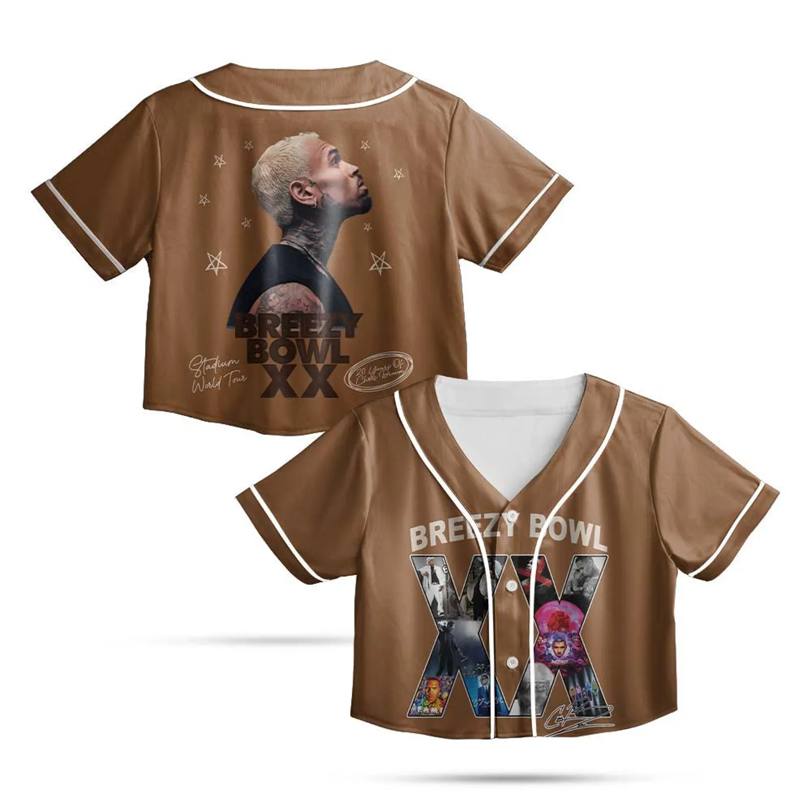 Chris Brown CropTop Baseball Jersey, Breezy Bowl XX Music Tour 2025 CropTop Baseball Jersey - Image 4