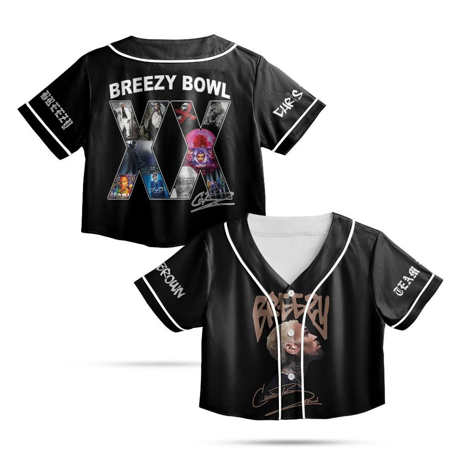 Chris Brown CropTop Baseball Jersey, Breezy Bowl XX 2025 CropTop Baseball Jersey - Image 4