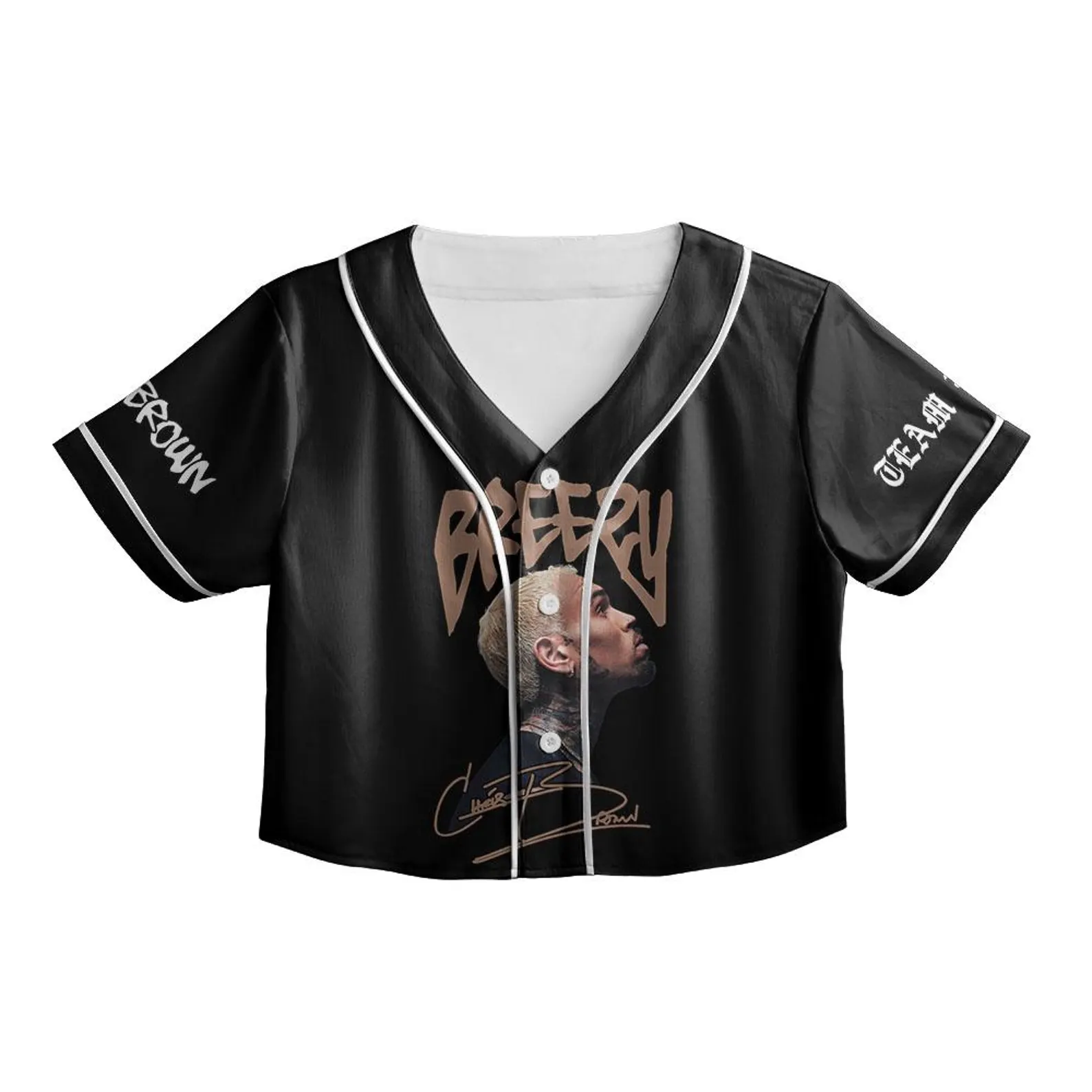 Chris Brown CropTop Baseball Jersey, Breezy Bowl XX 2025 CropTop Baseball Jersey - Image 2