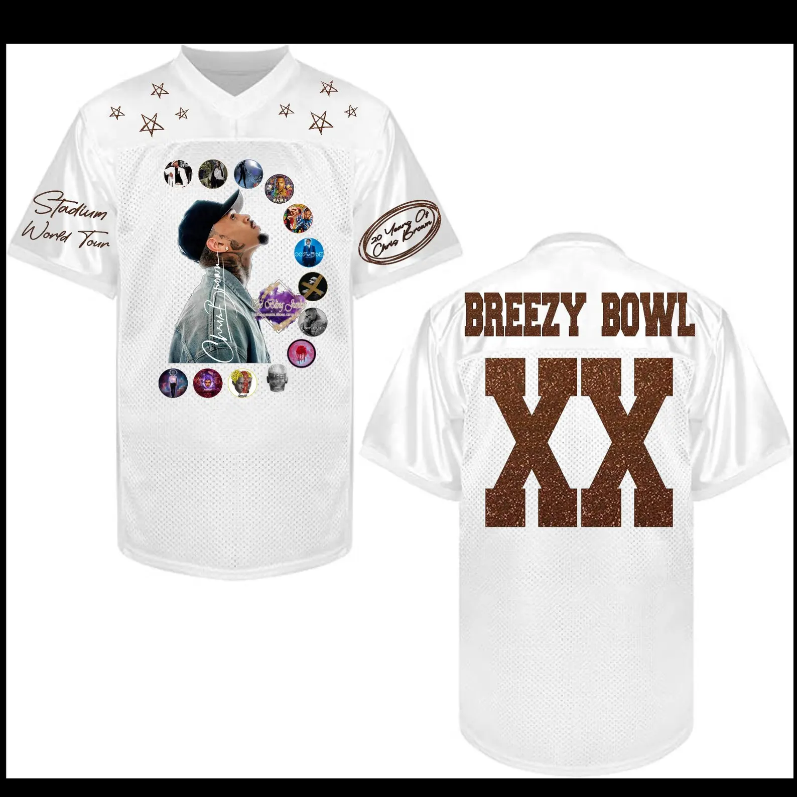 Chris Brown Breezy Bowl XX Tour 2025 White Jersey, Breezy Bowl Jersey, Chris Brown Jersey - Image 3