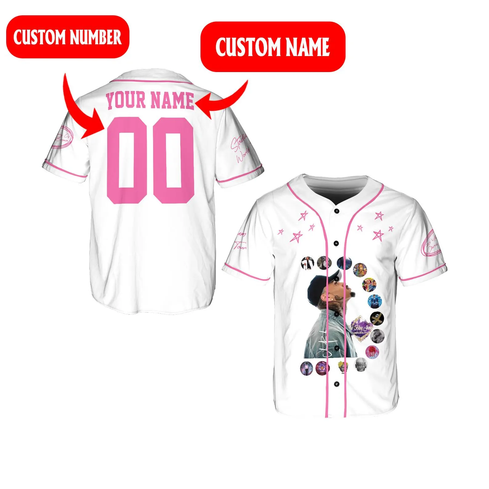 Custom Chris Brown Tour Baseball Jersey, Breezy Bowl XX Tour 2025 Baseball Jersey - Image 2