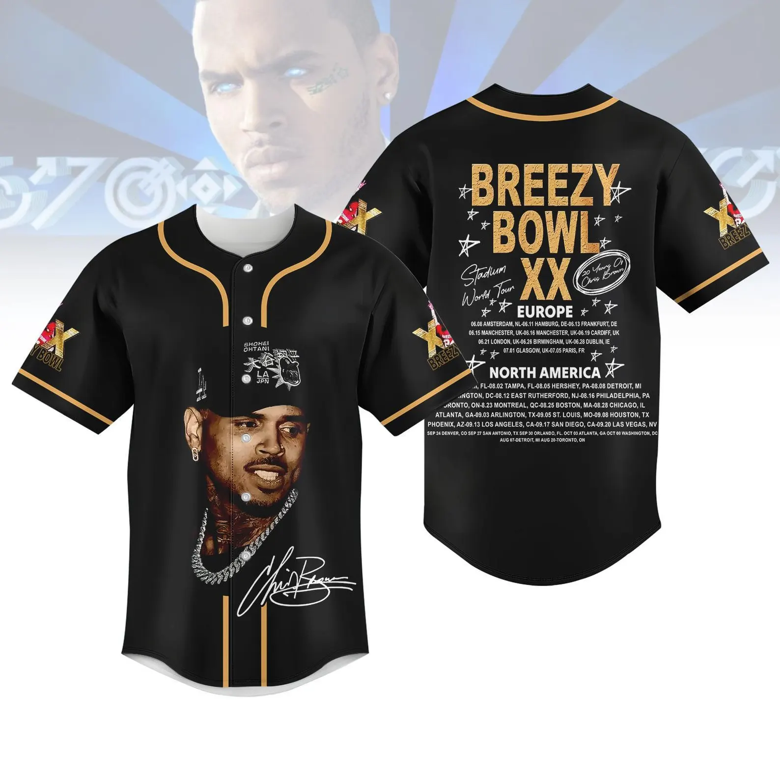 Chris Brown Music Tour 2025 Shirt, Chris Brown Tour Jersey, Chris Brown Breezy Bowl Baseball Jersey - Image 4