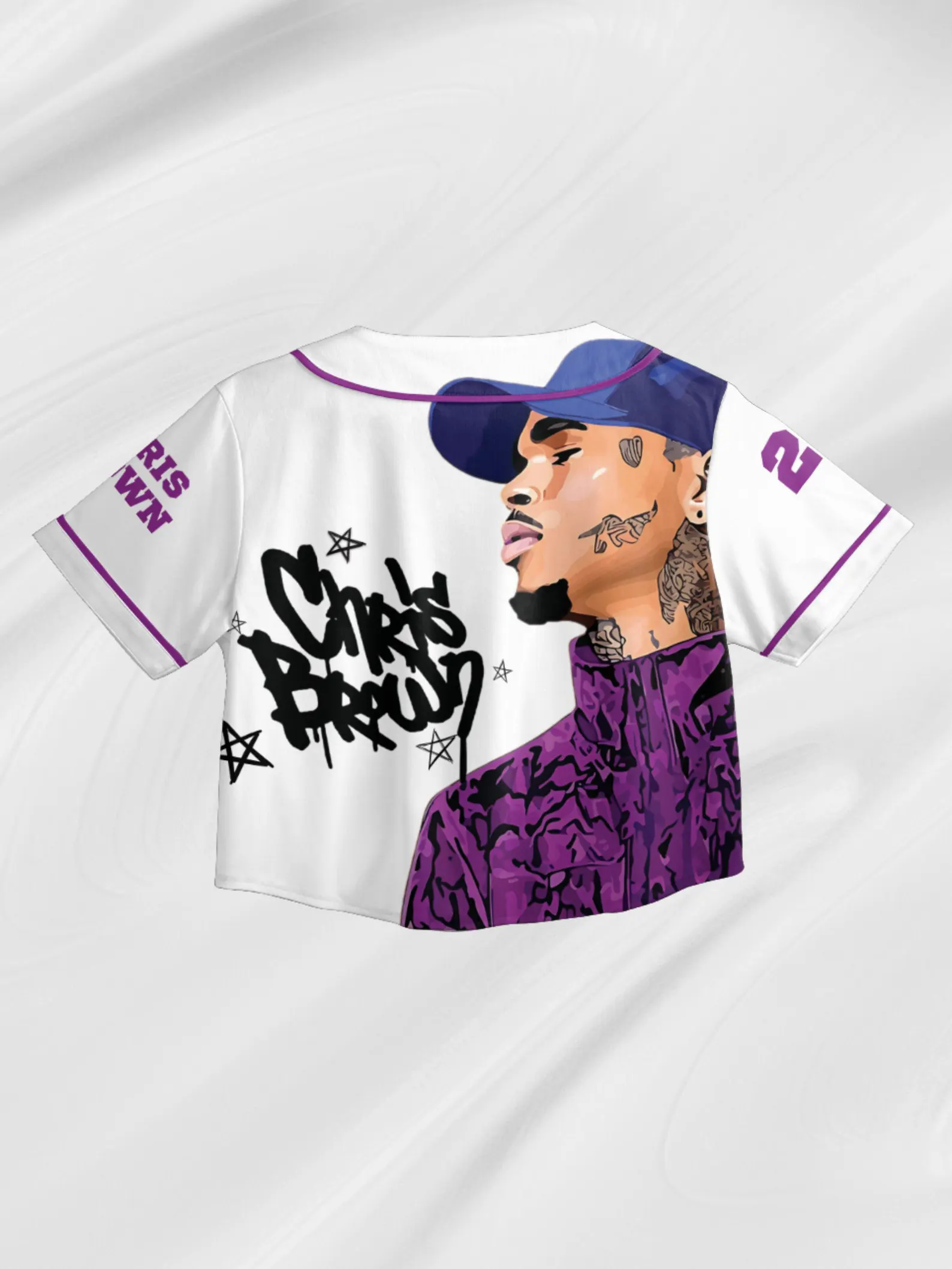 Custom Chris Brown CropTop Baseball Jersey, Breezy Bowl XX Music Tour 2025 CropTop Baseball Jersey - Image 4