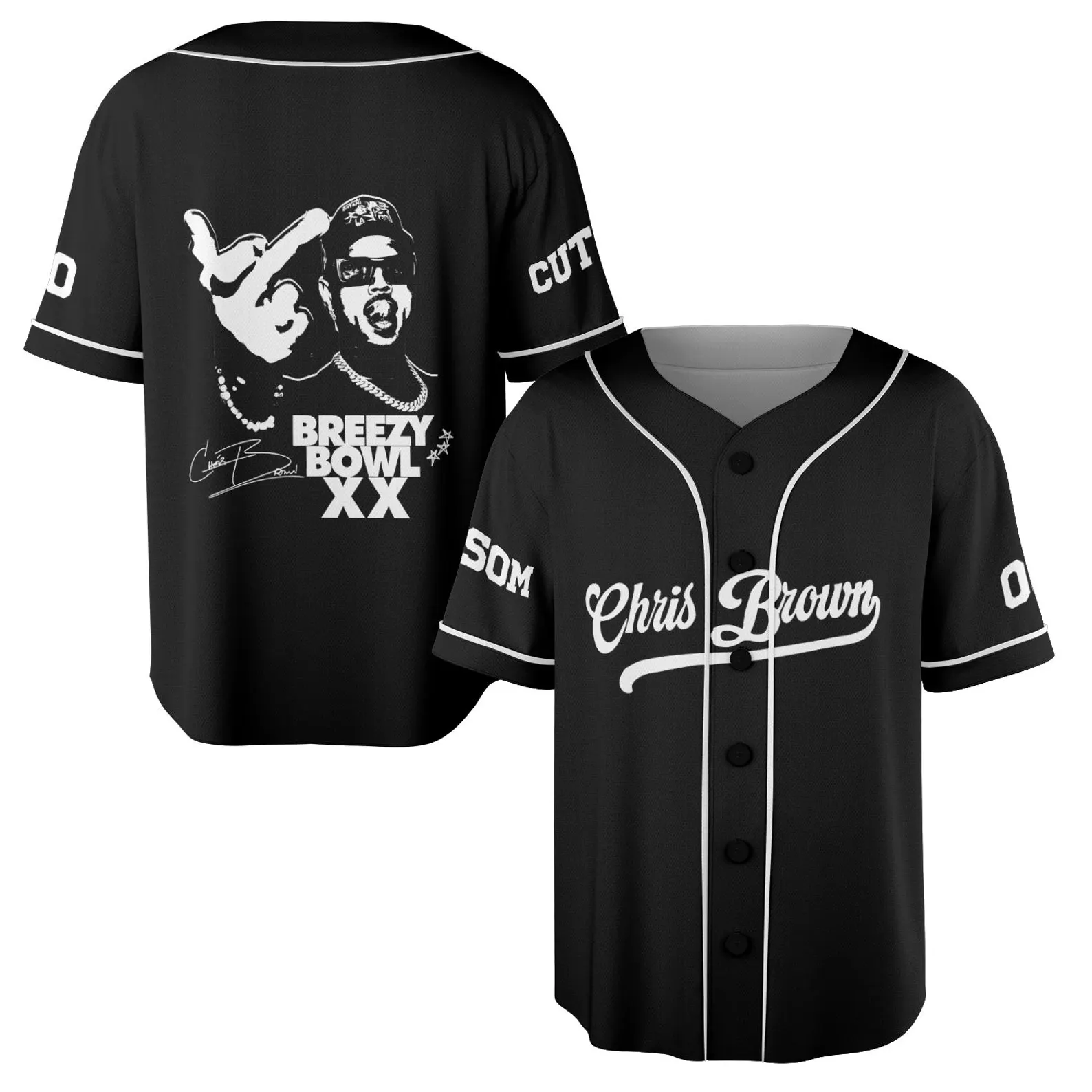 Personalized Chris Brown Breezy Bowl XX Baseball Jersey, Chris Brown Music Tour 2025 Baseball Jersey, Breezy Bowl XX Jersey - Image 4