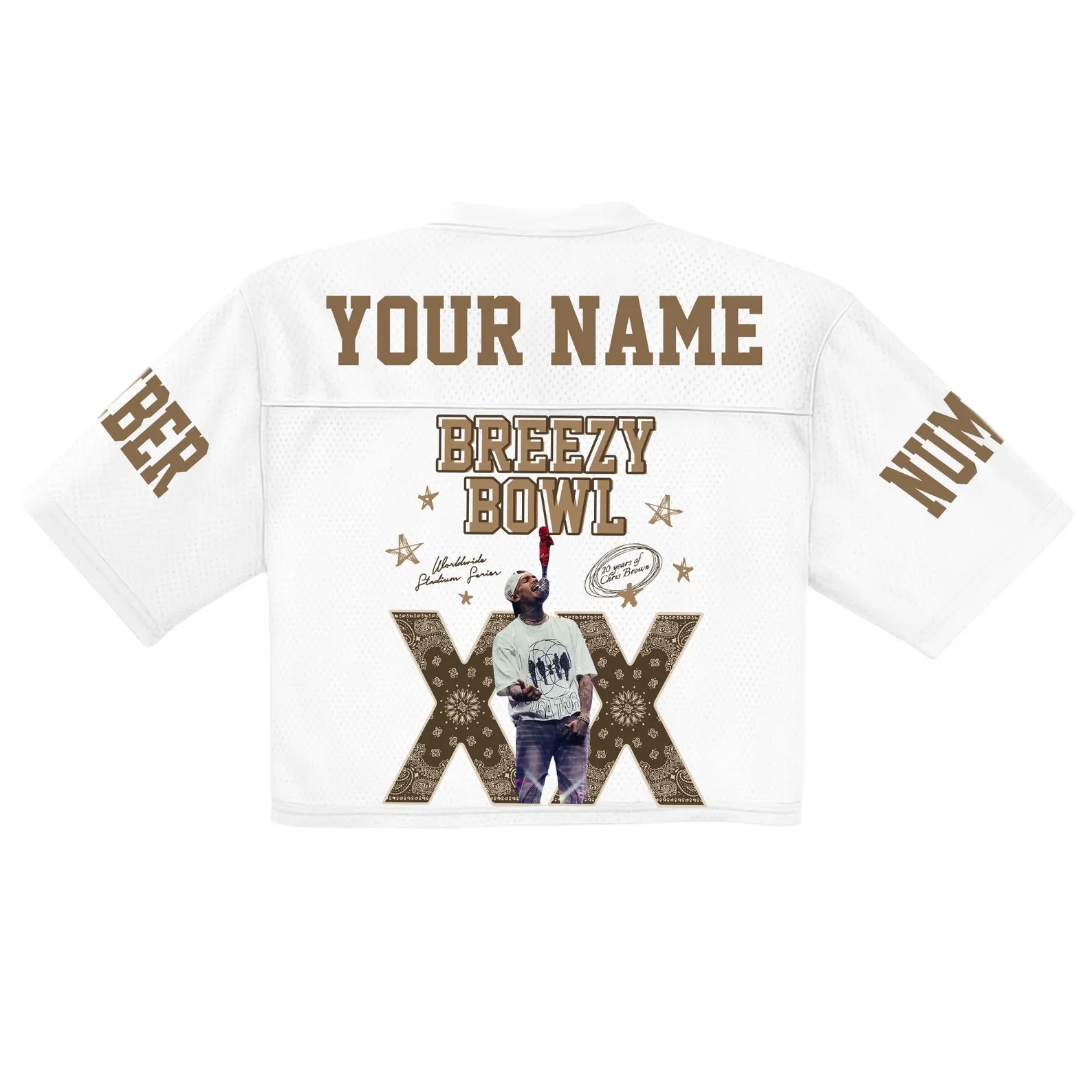 Custom Chris Brown Croptop Mesh Football, Breezy Bowl Tour 2025 Croptop Mesh Football - Image 4